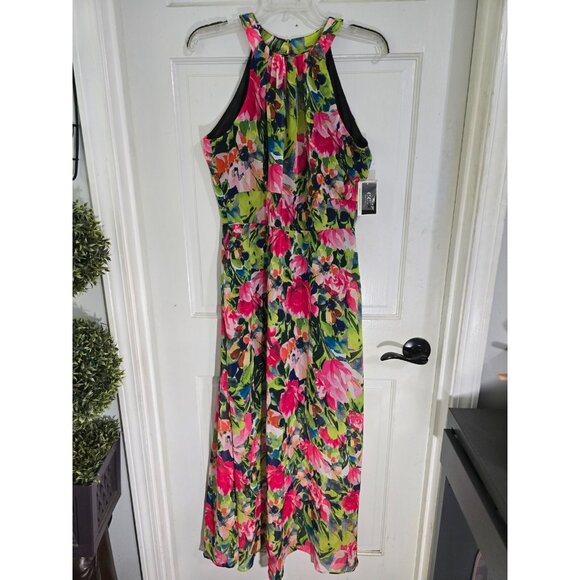 ECI New York Womens Multicolor Floral Halter Maxi Dress Sleeveless Size 4 NWT - Picture 10 of 11